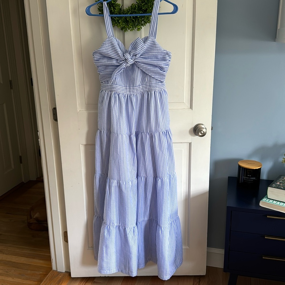 English factory seersucker maxi dress